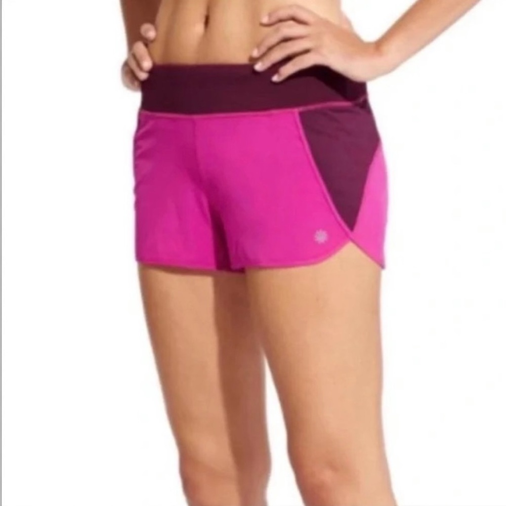 ATHLETA Track Run Shorts Fuchsia and Burgundy.